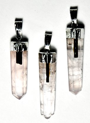 (image for) Rose Qtz w tourmaline pendant