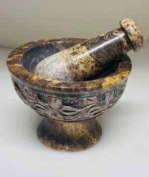 (image for) 4" Floral Soapstone Mortar & Pestle