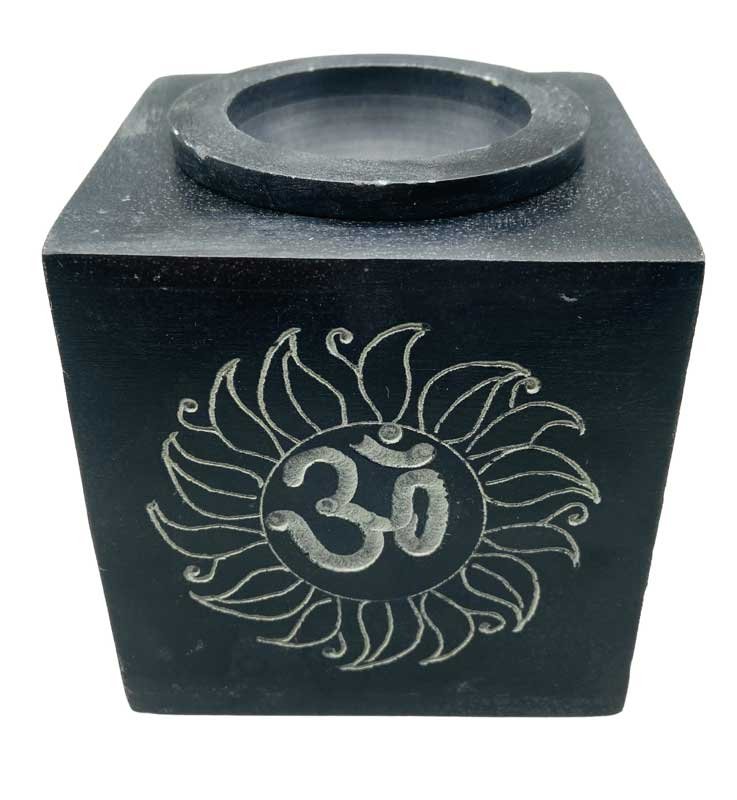 (image for) 3" square Om soapstone oil diffuser