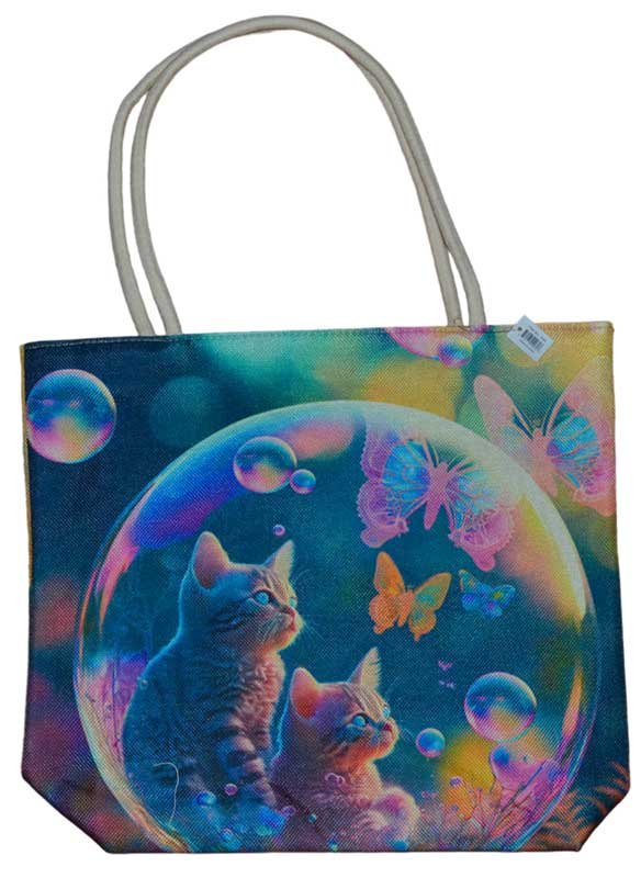 (image for) 17" x 17" Cat in Bubble tote bag